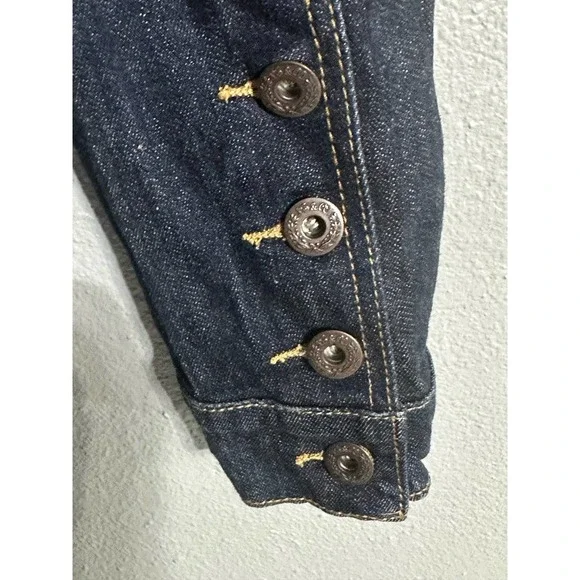 Levis Womens Denim Jean Jacket Trucker Dark Wash Button Up Size S - Picture 4 of 6